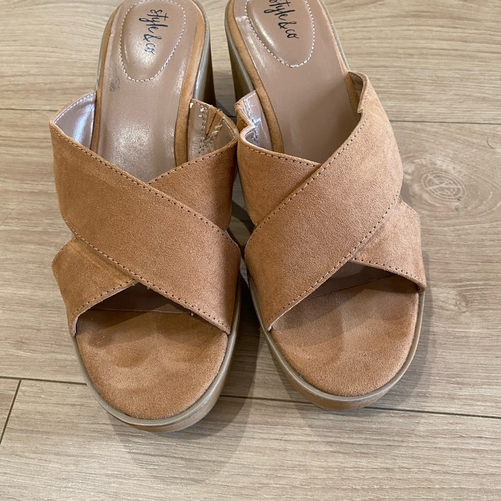 Style & Co. Tan Wedge Sandals